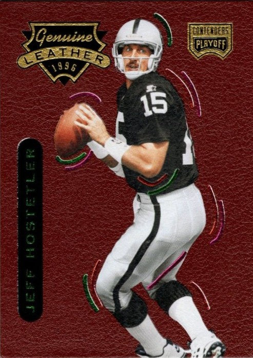 Jeff Hostetler, #15, Genuine Leather, 1996 Playoff Contenders Football NFL