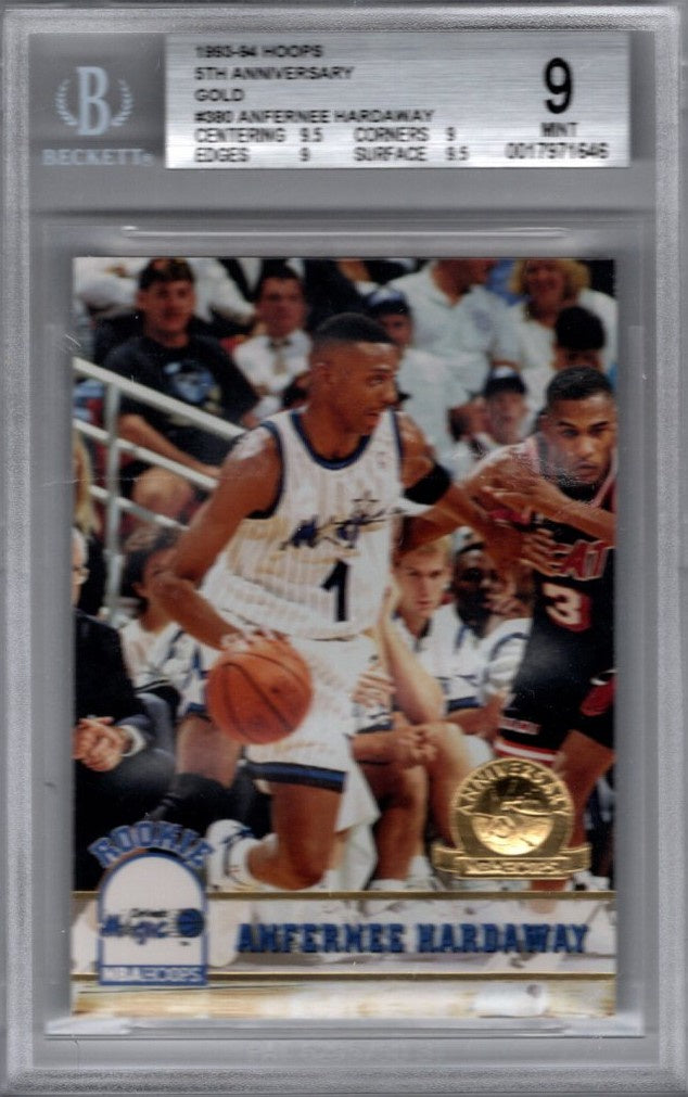 Anfernee Hardaway, RC, #380, 5th Anniversary Gold, 1993-94 Hoops Basketball NBA, BGS 9