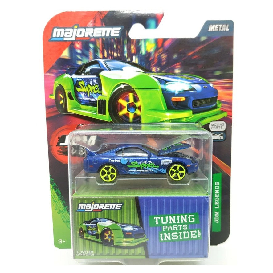 Toyota Supra JZA80 - Blue/Green - Majorette: JDM Legends Tune Ups, 1:64 Scale Diecast Car