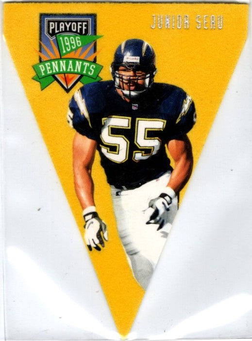 Junior Seau, #6, Pennants, 1996 Playoff Contenders Football NFL
