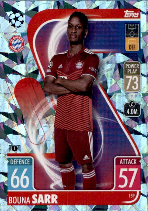 Bouna Sarr, Blue Crystal Parallel, 2021-22 Topps Match Attax UEFA Champions & Europa League