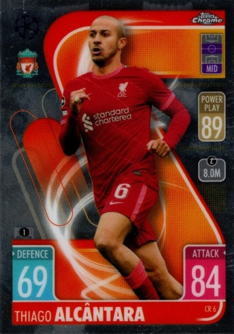 Thiago Alcantara, Topps Chrome Preview, 2021-22 Topps Match Attax UEFA Champions & Europa League