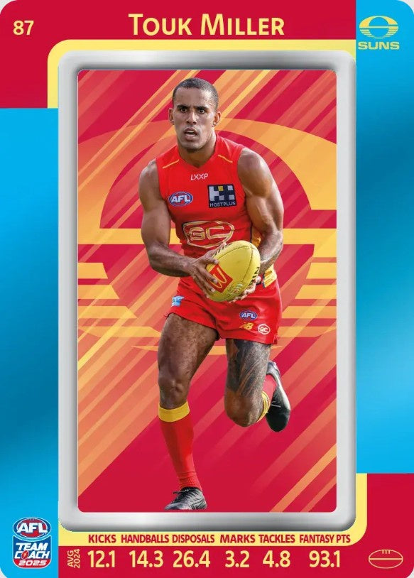 Touk Miller, #87, Blue Parallel, 2025 Teamcoach AFL