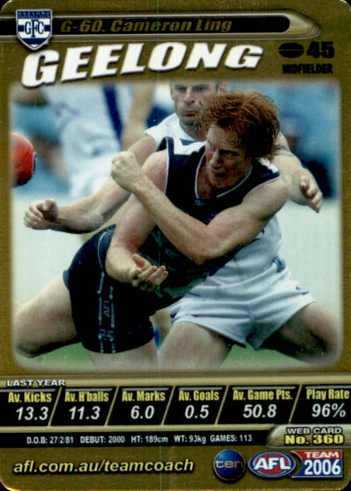 Cameron Ling, Gold, 2006 Teamcoach AFL