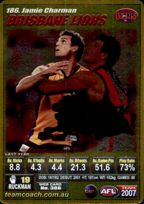 Jamie Charman, Gold, 2007 Teamcoach AFL