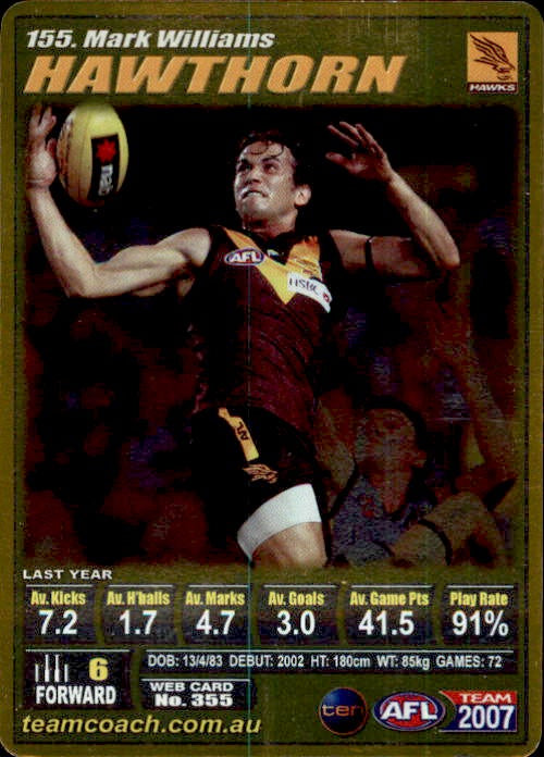 Mark Williams, Gold, 2007 Teamcoach AFL