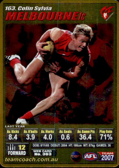 Colin Sylvia, Gold, 2007 Teamcoach AFL