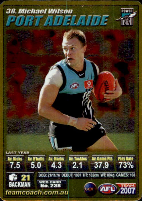 Michael Wilson, Gold, 2007 Teamcoach AFL