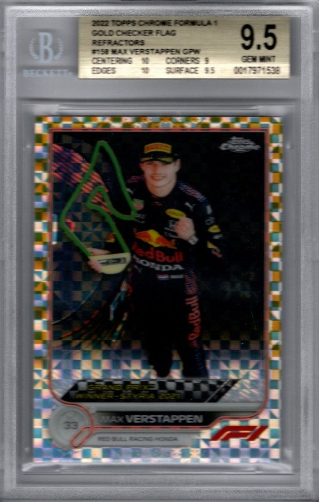 Max Verstappen, Gold Checkered Flag Refractor, 2022 Topps Chrome Formula 1