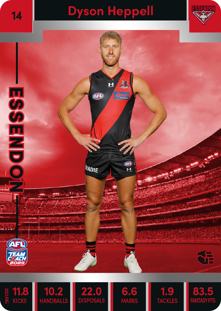 Dyson Heppell, 14, Silver Parallel, 2023 Teamcoach AFL