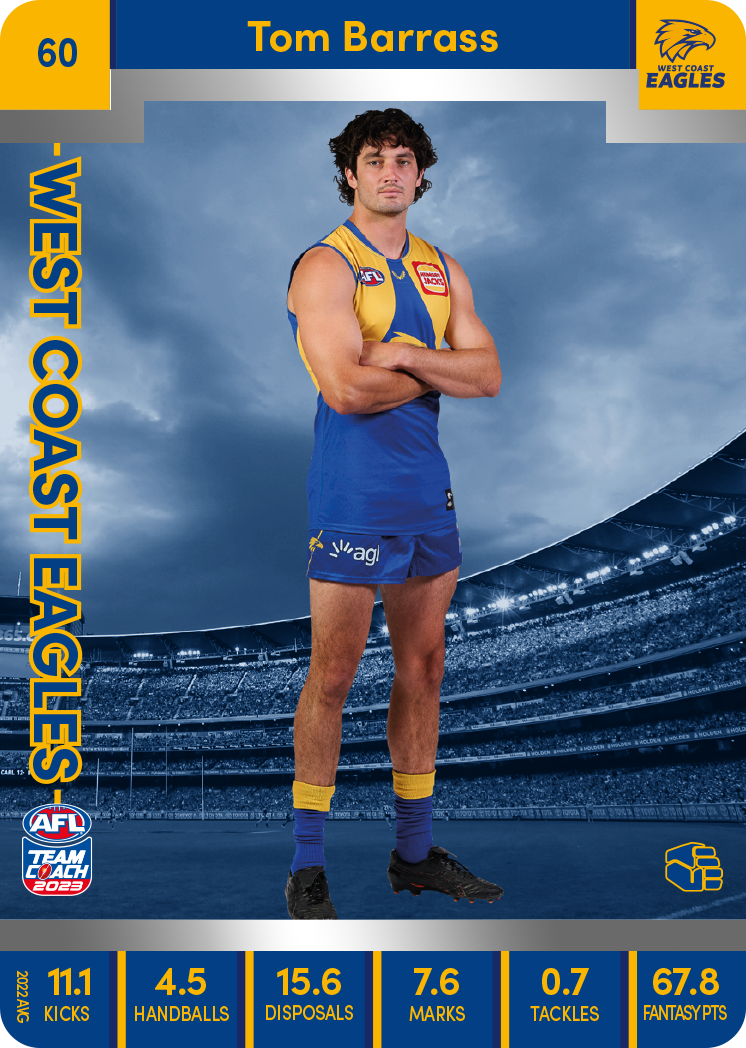 Tom Barrass, 60, Silver Parallel, 2023 Teamcoach AFL