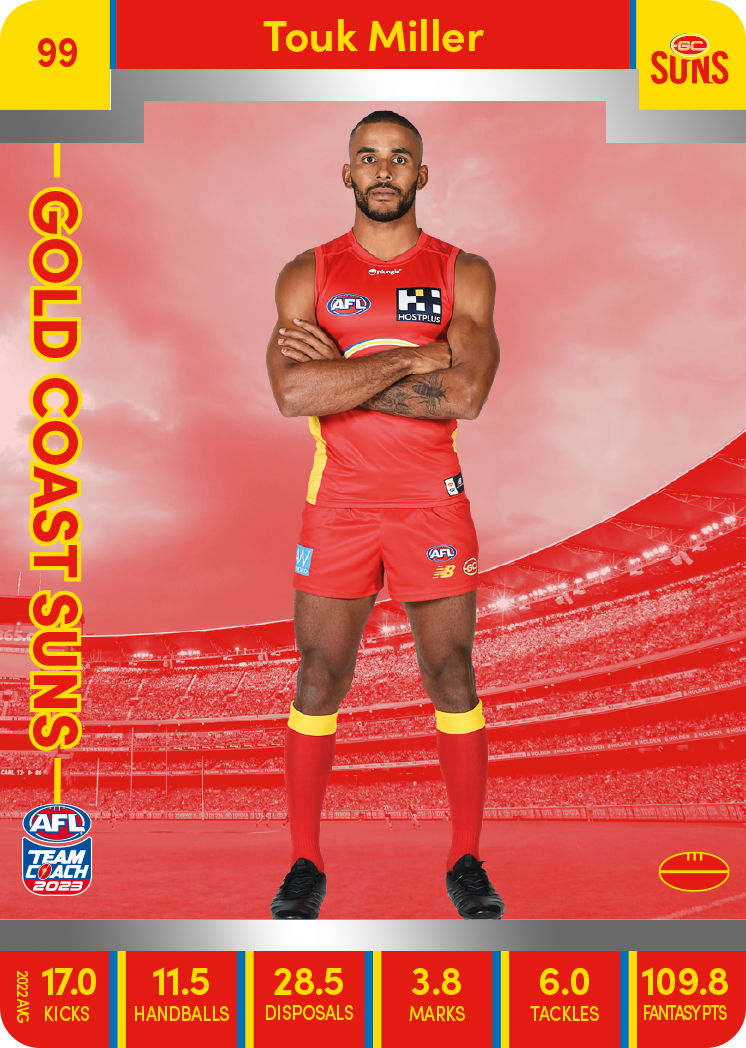 Touk Miller, 99, Silver Parallel, 2023 Teamcoach AFL