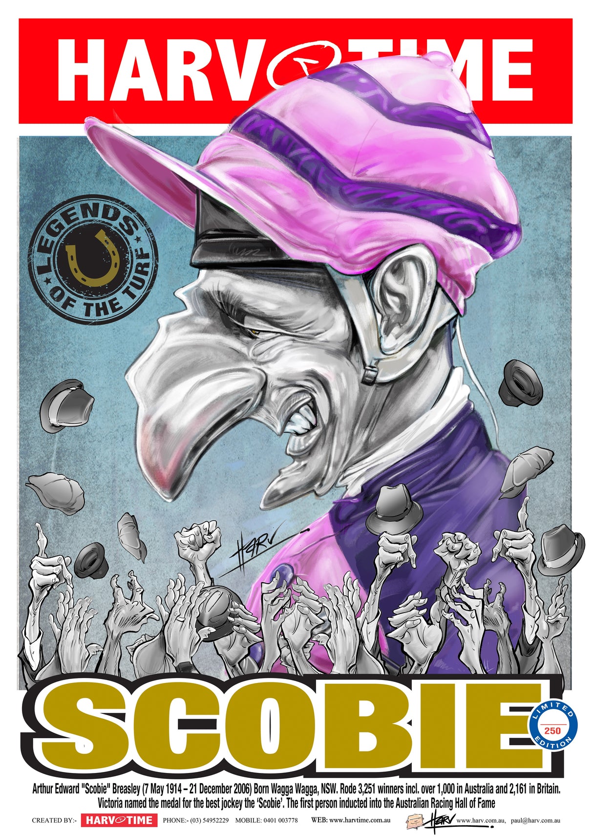 Scobie Breasley, Legends of the Turf, Harv Time Poster