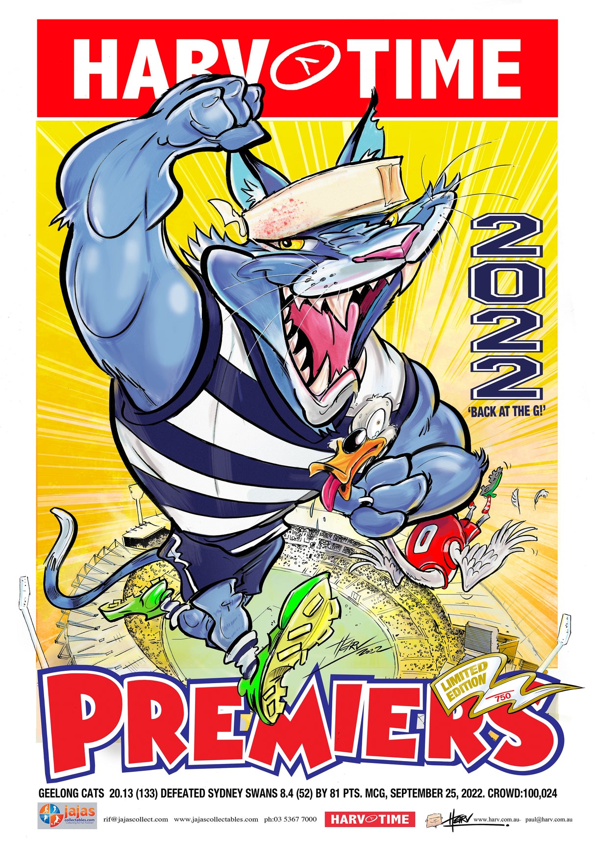 Geelong Cats 2022 AFL Premiers Harv Time Poster /750