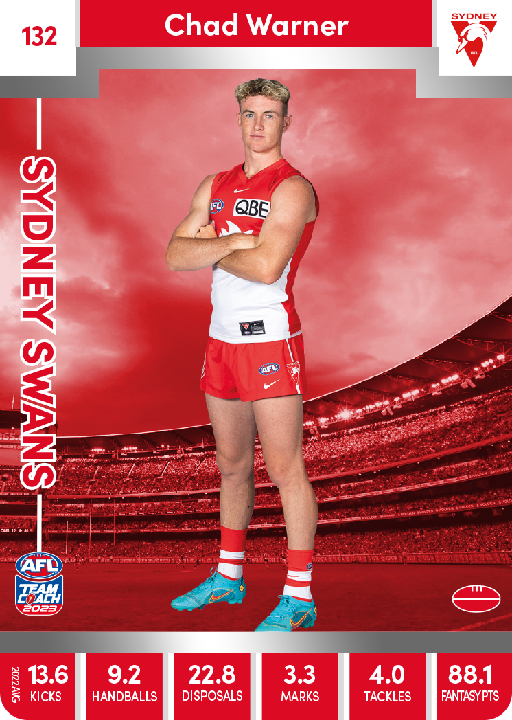 Chad Warner, 132, Silver Parallel, 2023 Teamcoach AFL