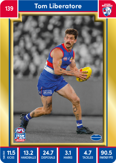 Tom Liberatore, 139, Gold Parallel, 2023 Teamcoach AFL