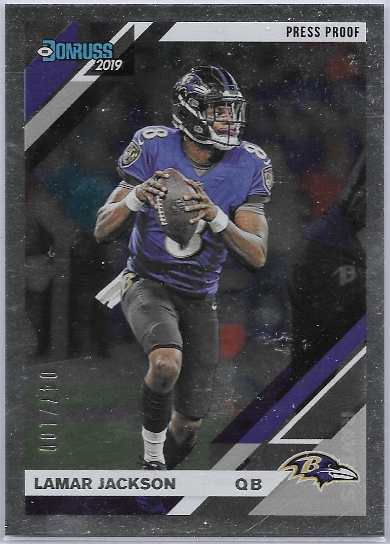 Lamar Jackson, Press Proof, 2019 Panini Donruss Football NFL