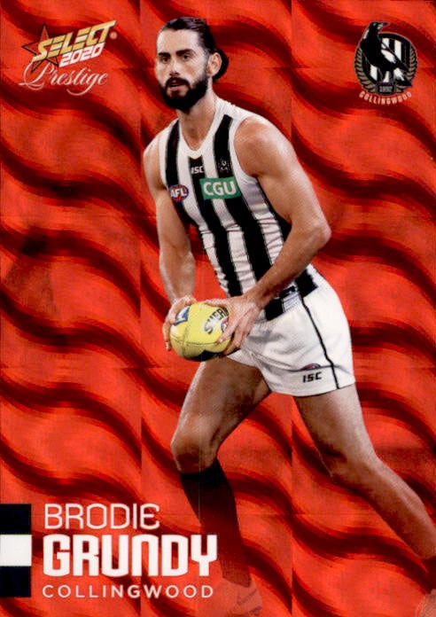 Brodie Grundy, Red Parallel, 2020 Select AFL PRESTIGE Footy Stars