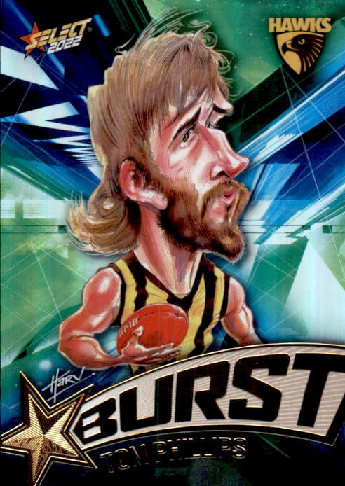 Tom Phillips, Starburst Shatter, 2022 Select AFL Footy Stars
