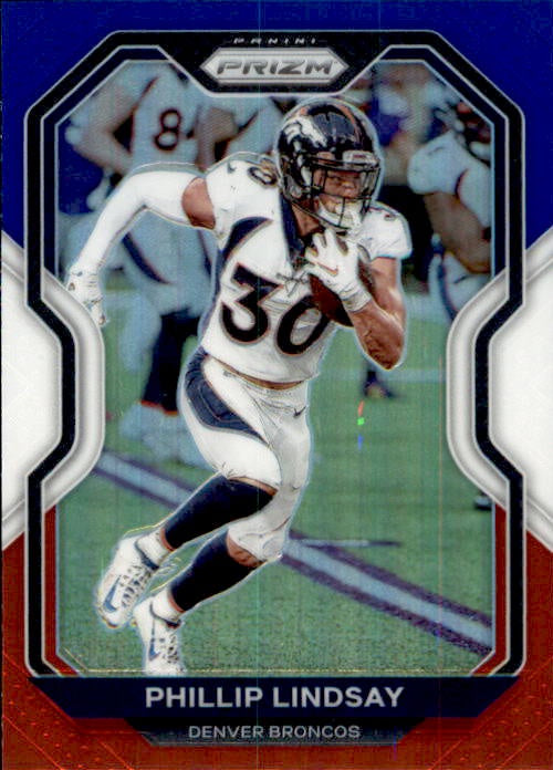 Phillip Lindsay, Red White Blue Prizm, 2020 Panini Prizm Football NFL