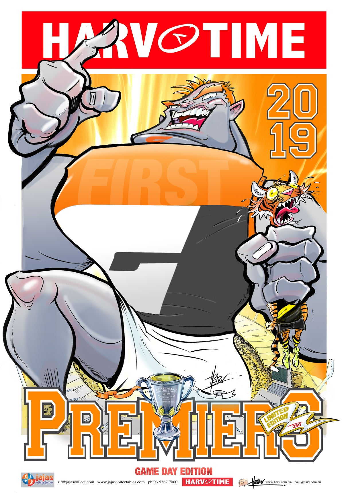 GWS Giants, 'Losing' 2019 AFL Premiers Game Day Harv Time Poster