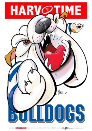 Canterbury Bulldogs, NRL Mascot Print Harv Time Poster