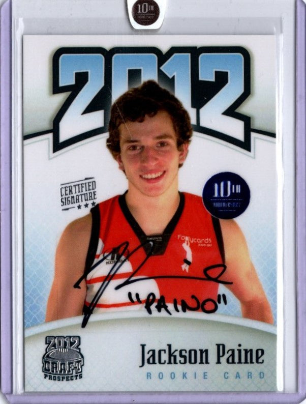 Jackson Paine, Certified Signature, 2012 Top Prospects 10th Anniversary RC, 04/10