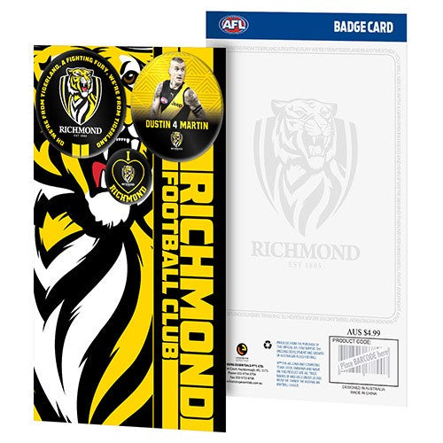 RICHMOND TIGERS 3 BADGE GREETING CARD