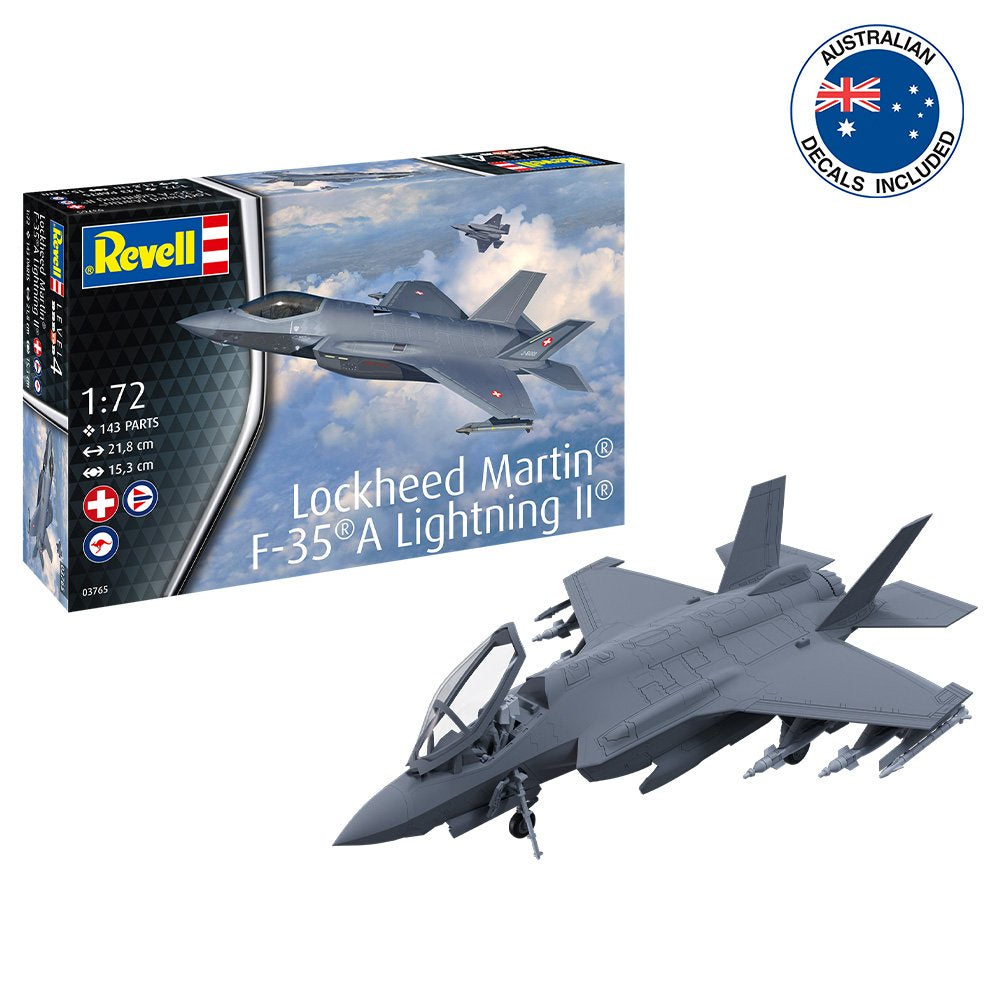 REVELL LOCKHEED MARTIN F-35A LIGHTNING II AUST.DECALS, 1:72 Scale Model Kit