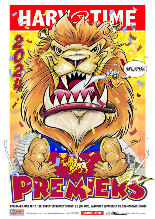 Brisbane Lions 2024 Premiership Poster, Harv Time