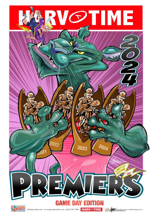 Penrith Panthers 2024 NRL Premiership Poster, GAME DAY, Harv Time