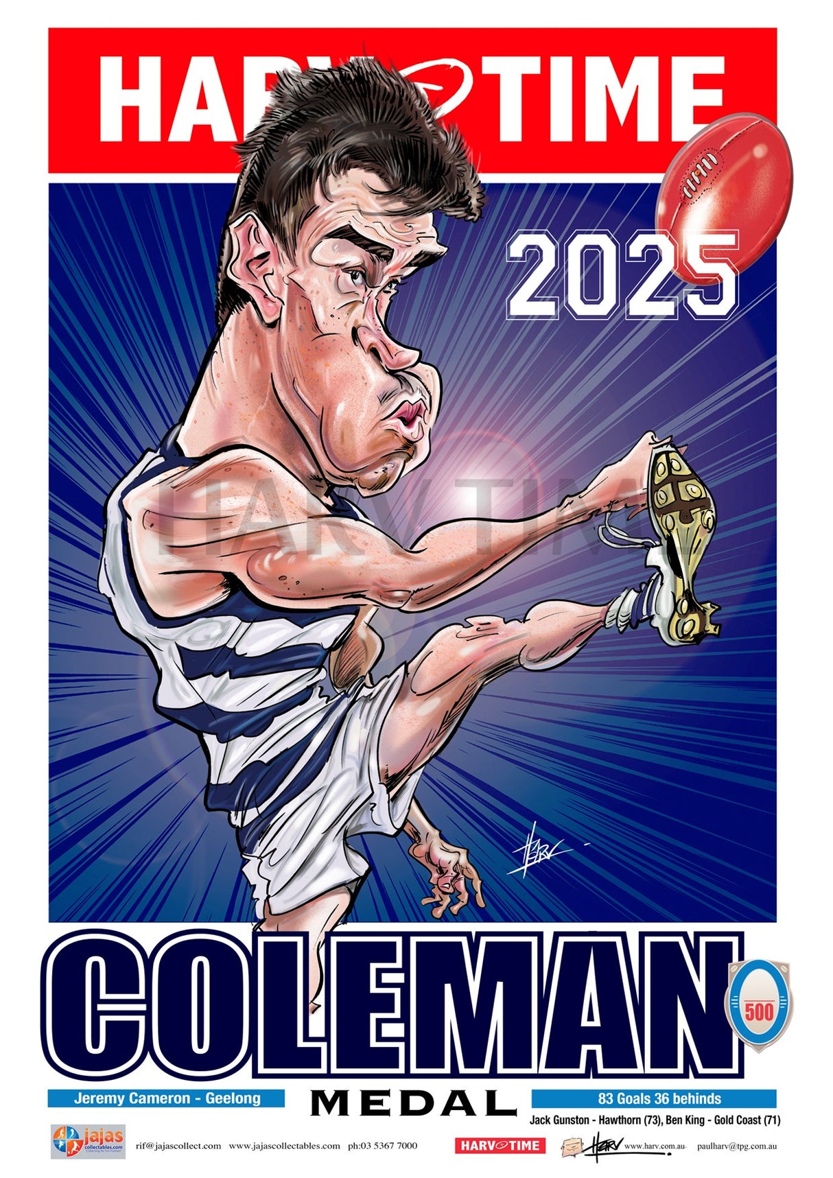 Jeremy Cameron, 2025 Coleman Medallist, Harv Time Poster