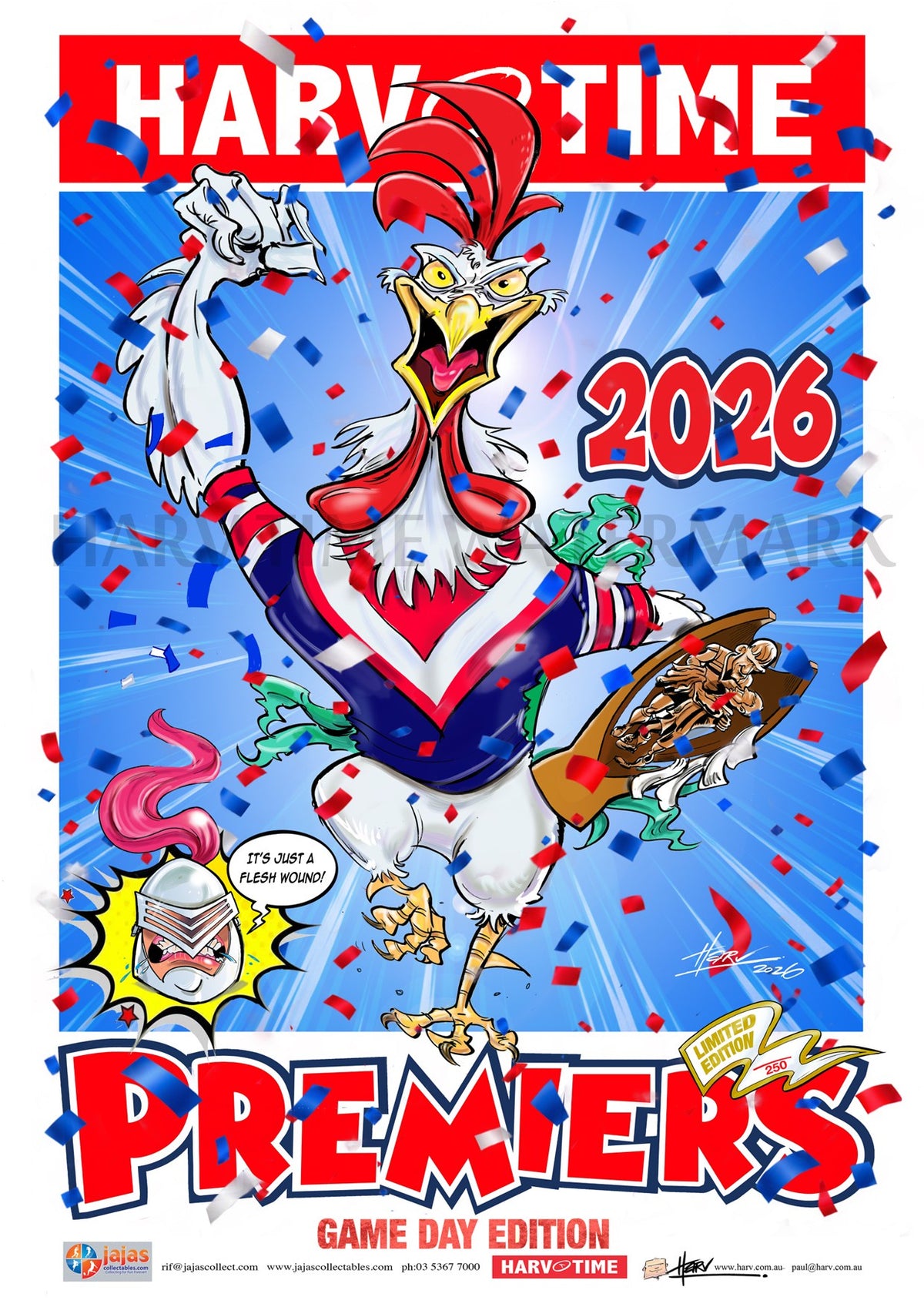 Sydney Roosters 2026 NRL Premiership Poster, GAME DAY, Harv Time