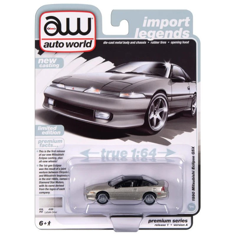 auto world 1990 Mitsubishi Eclipse GSX, Import Legends, 1:64 Scale Diecast Car