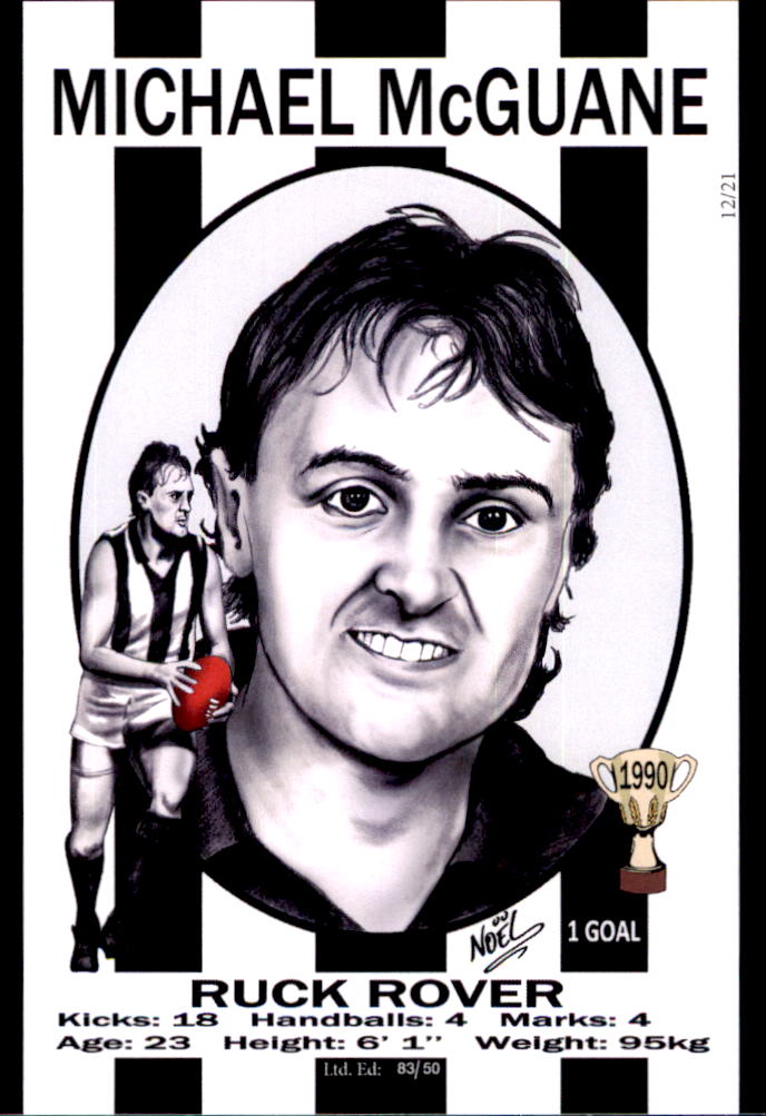 Collingwood Magpies 1990 Premiers Card Set by Noel