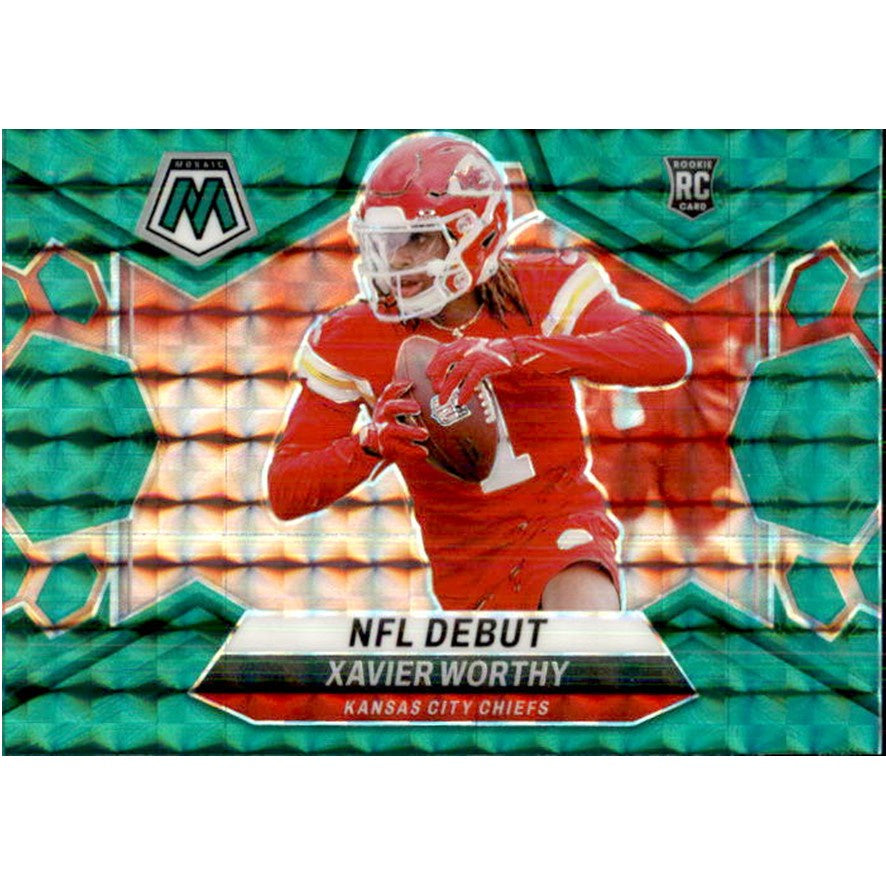 Xavier Worthy, RC, Green Prizm, 2024 Panini Mosaic