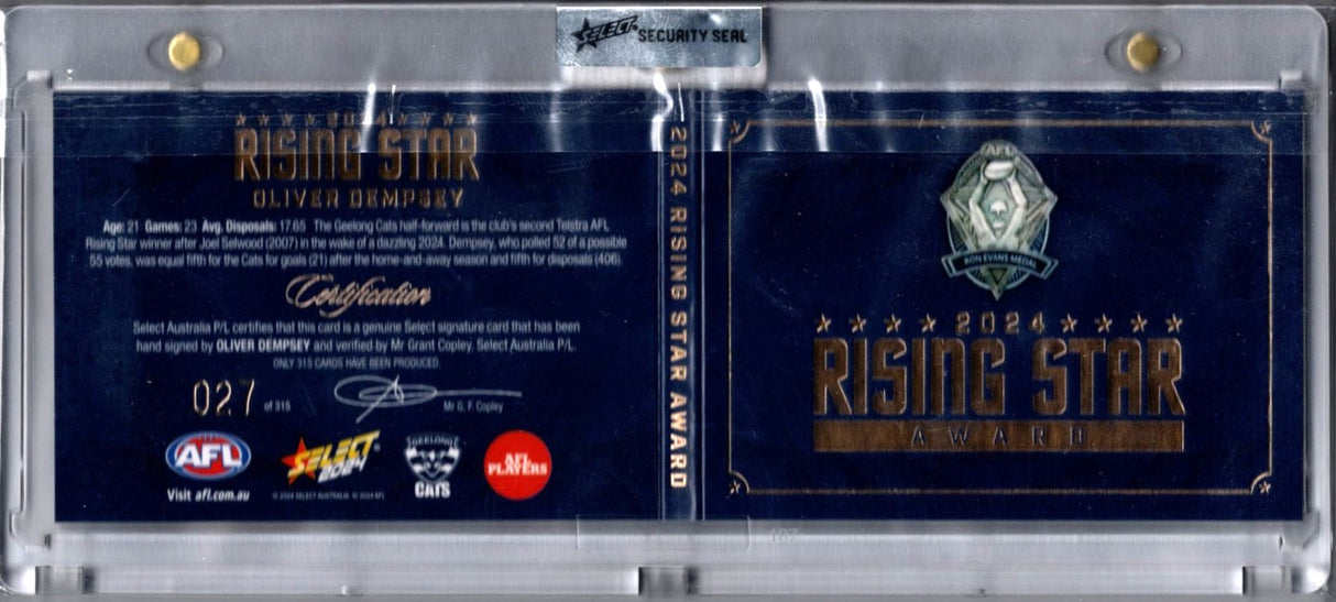Oliver Dempsey, Rising Star Gold Booklet & Predictor, 2024 Select AFL Footy Stars