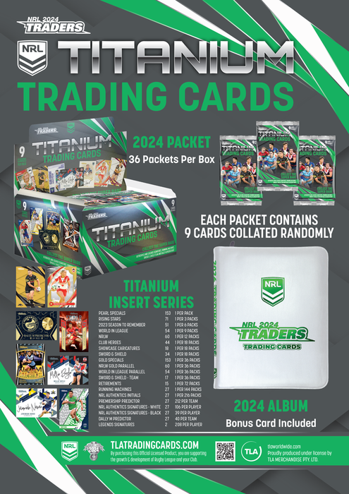COMBO: 2024 TLA Traders Titanium NRL Rugby League Box & Album