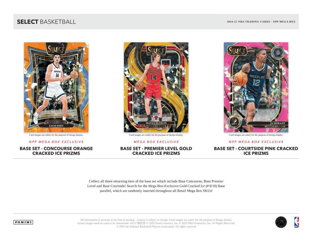2024-25 Panini Select Basketball Mega Box (Blue,Pink,Orange Cracked Ice!)