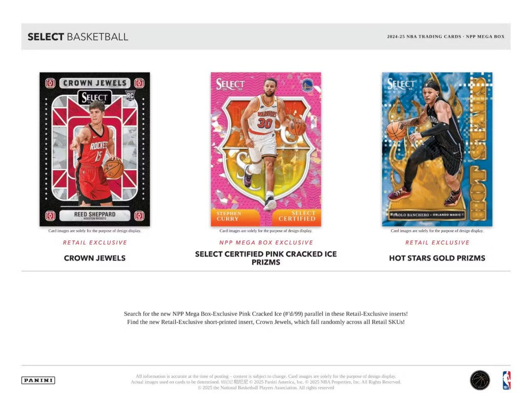 2024-25 Panini Select Basketball Mega Box (Blue,Pink,Orange Cracked Ice!)
