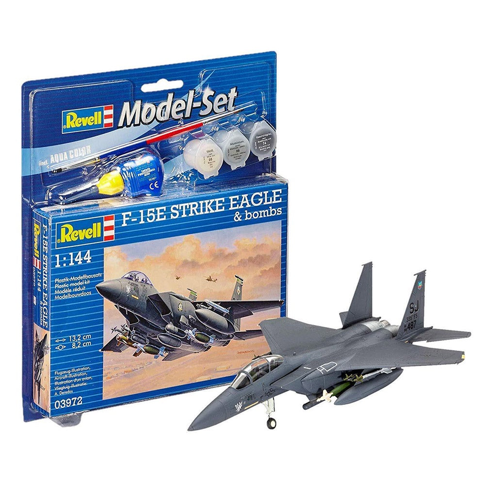 REVELL MODEL SET F-15E STRIKE EAGLE + BOMBS, 1:72 Scale Model Kit