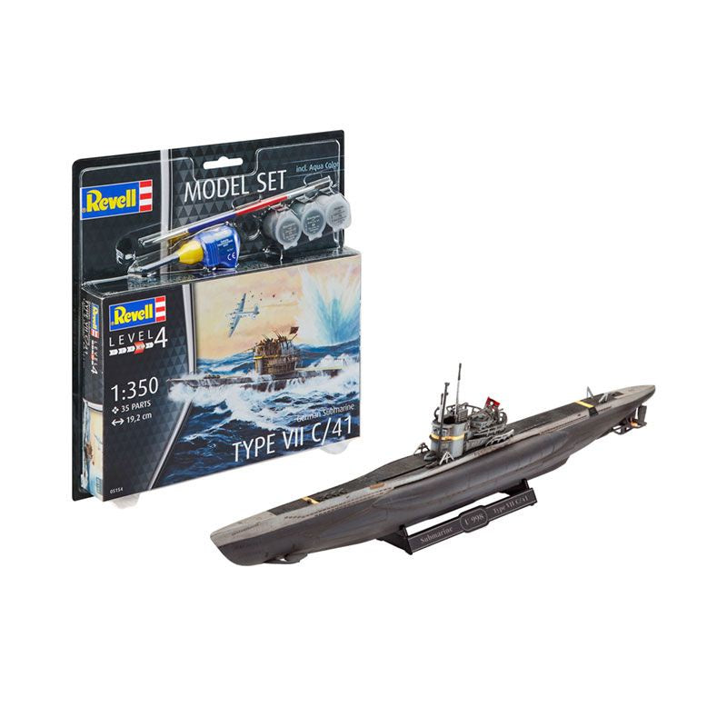 REVELL MODEL SET GERMAN SUBMARINE TYPE VII C/41, 1:350 Scale Model Kit