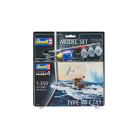REVELL MODEL SET GERMAN SUBMARINE TYPE VII C/41, 1:350 Scale Model Kit