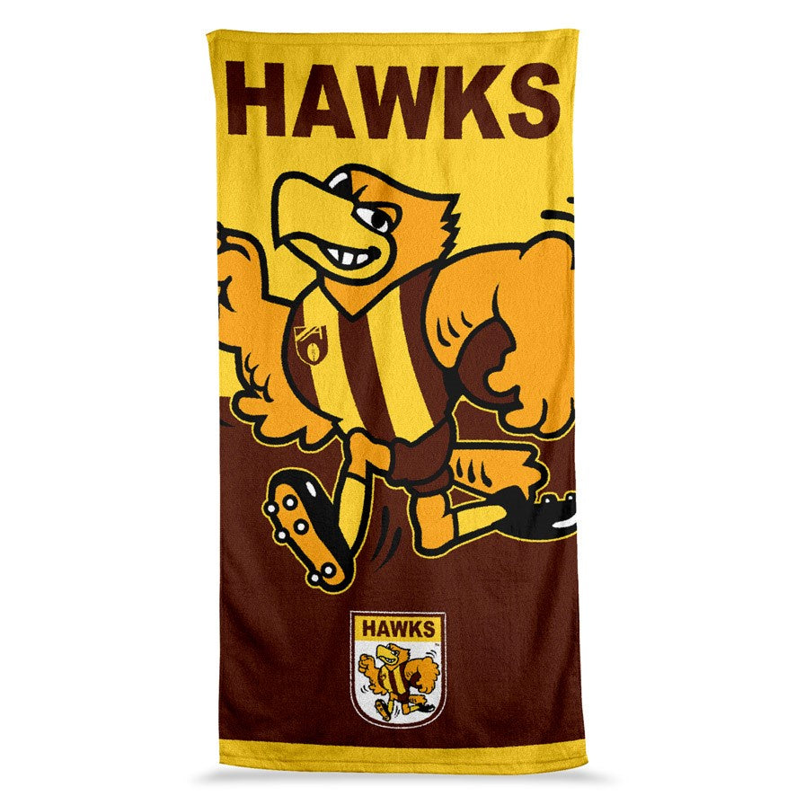 HAWTHORN HAWKS MASCOT JUMBO BEACH TOWEL