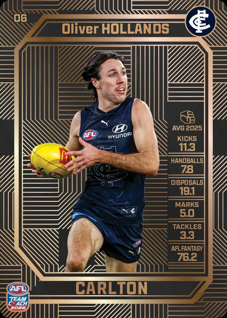 Oliver Hollands, #06, Bronze, 2026 Teamcoach AFL