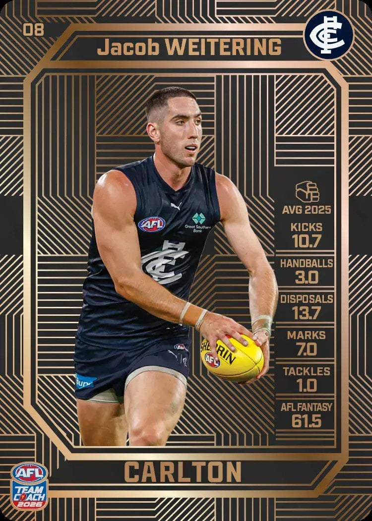 Jacob Weitering, #08, Bronze, 2026 Teamcoach AFL