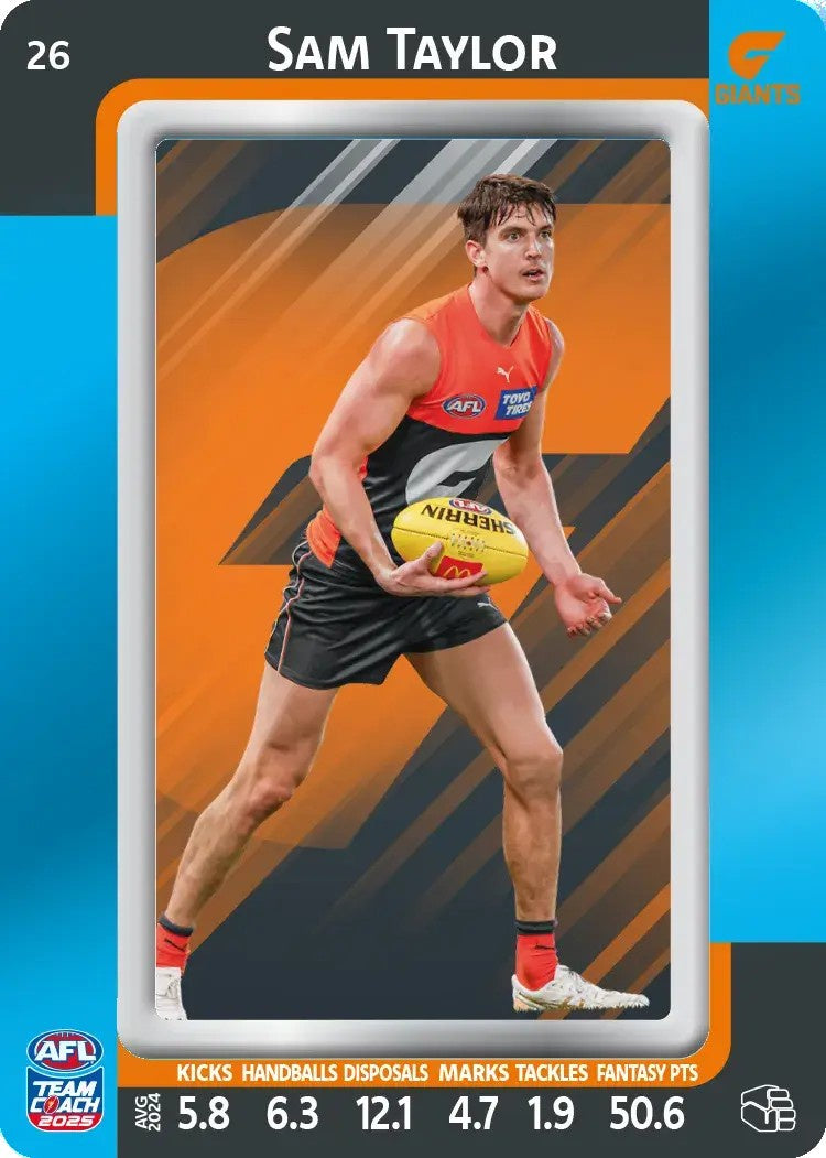 Sam Taylor, #26, Blue Parallel, 2025 Teamcoach AFL