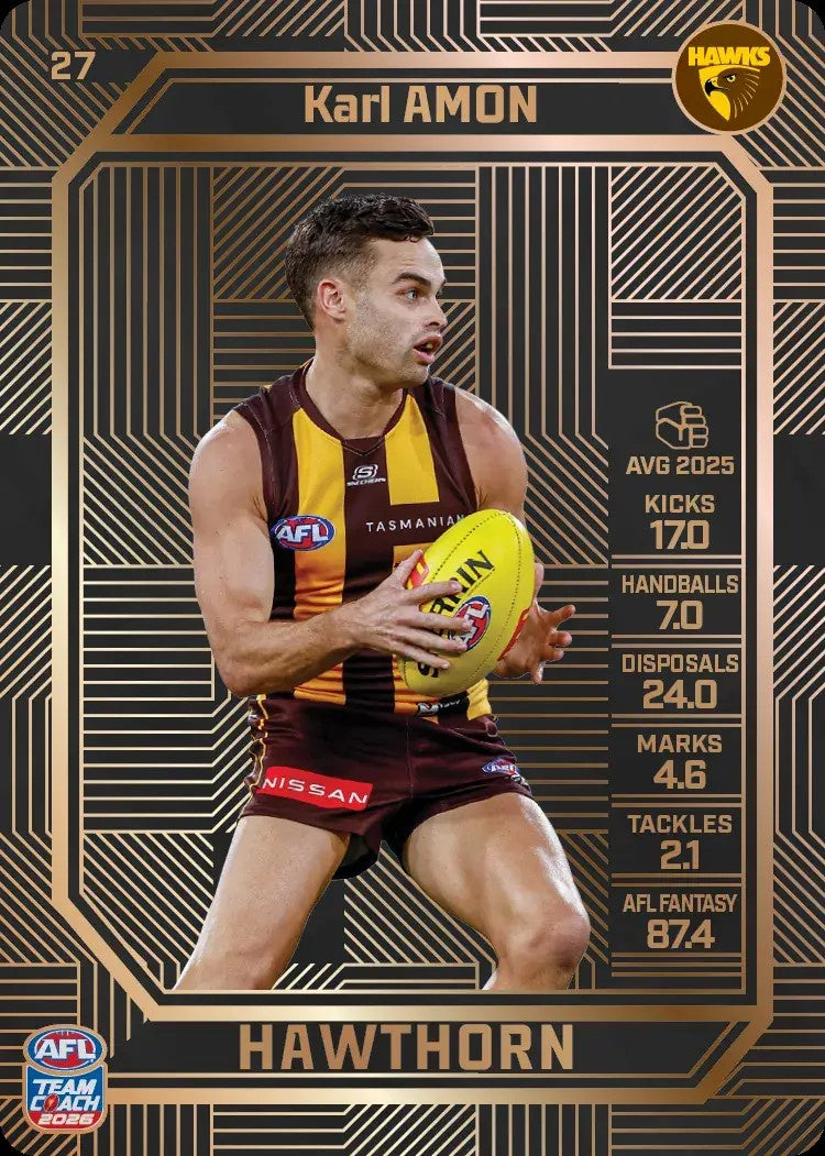 Karl Amon, #27, Bronze, 2026 Teamcoach AFL