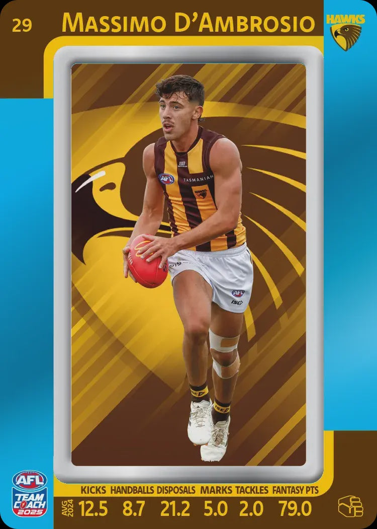 Massimo D'Ambrosio, #29, Blue Parallel, 2025 Teamcoach AFL