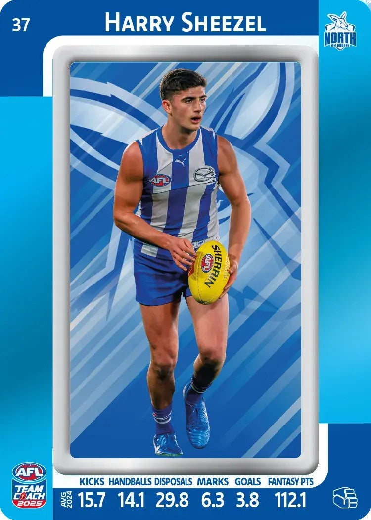 Harry Sheezel, #37, Blue Parallel, 2025 Teamcoach AFL